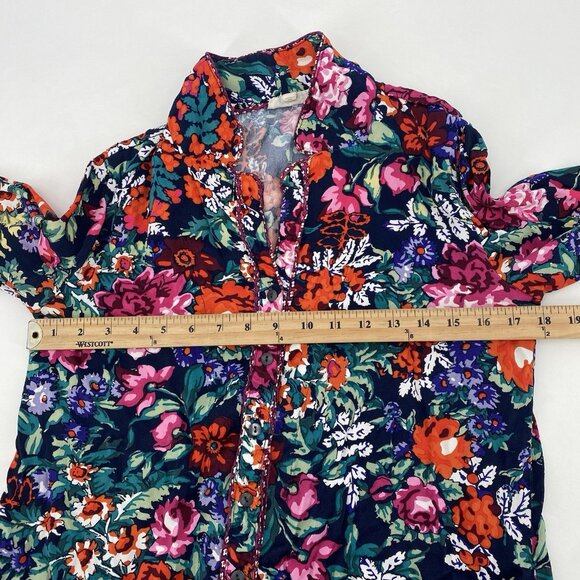 Anthropologie Floreat Size Small Silky Sleep Floral Top Colorful Satin Viscose - Picture 6 of 13